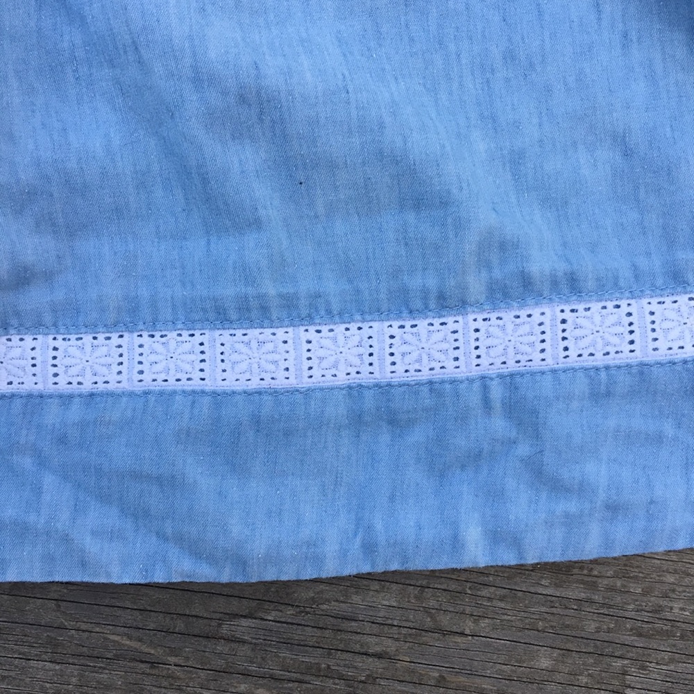 Vintage Feel Blue Skirt with Lace Detail Hem - Picture 7 of 9